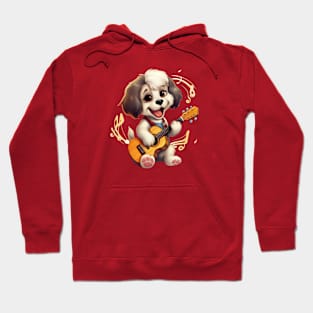 Adorable Girl Puppy playing on Guitar Hoodie